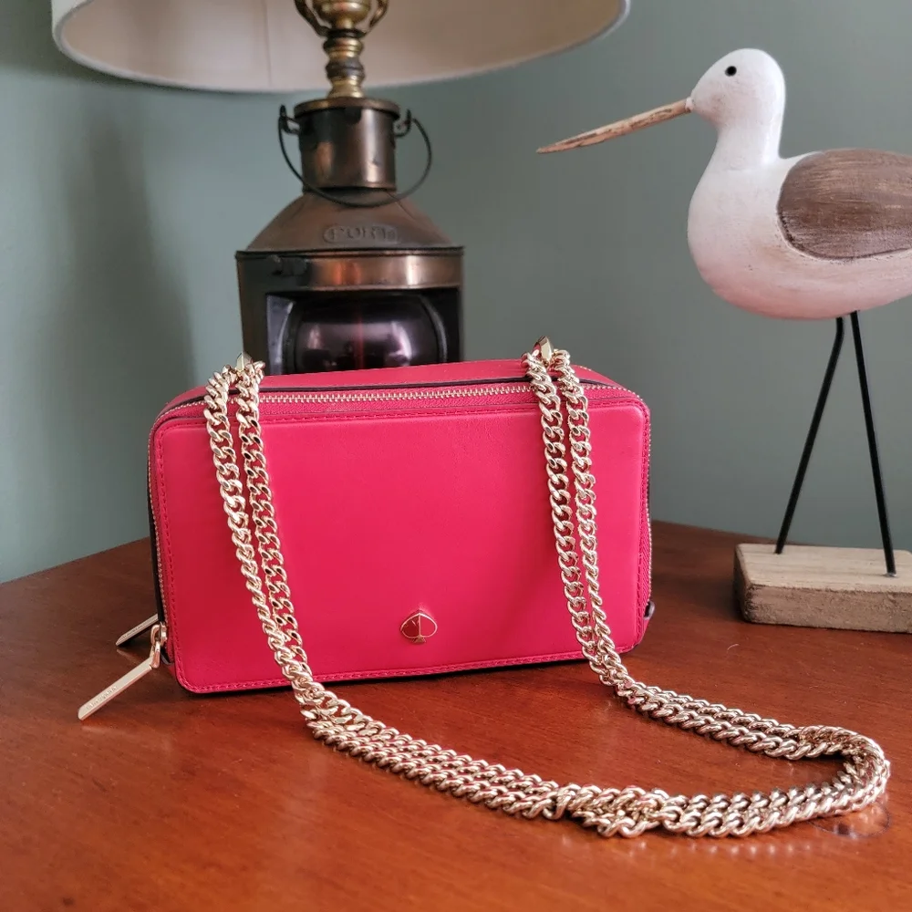 Kate Spade Izzy Red Italian Leather Chain Crossbody Bag